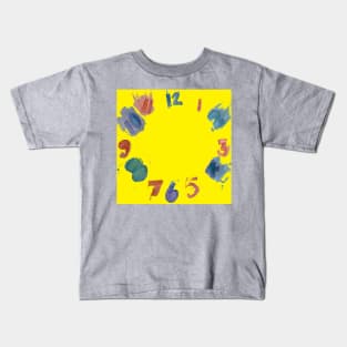 Yellow Clock with Numbers, watercolor Kids T-Shirt